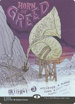 MTG Horn Of Greed (2018) *Rainbow Foil* Borderless Secret Lair Garden Buds MT/NM - Image 1