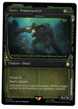 MTG TOXIC SHEEPSQUATCH FALLOUT FOIL SHOWCASE RARE GREEN NM GEMRAZER MUTATE EDH - Image 1