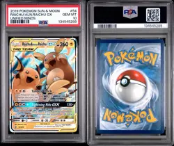 2019 Pokemon S&M Raichu & Alolan Raichu Gx Unified Minds #54 PSA Gem Mint 10 - Image 3