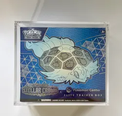 Pokemon Center Stellar Crown ETB w/ Acrylic Case Noctowl Promo Sealed - Image 1