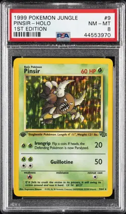 1999 POKEMON JUNGLE 1ST ED #9 PINSIR-HOLO PSA 8 - Image 1