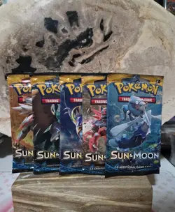 (Lot of 5) Pokemon TCG: Sun And Moon Base Booster Pack Factory Sealed - Image 1
