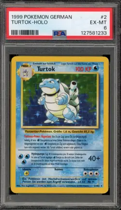 Pokemon Blastoise (Turtok) Base Set Unlimited GERMAN Holo Rare #2 PSA 6 - Image 1