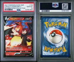 2021 POKEMON SWSH BLACK STAR PROMO CELEBRATIONS COLL LANCE'S CHARIZARD V PSA 10 - Image 3