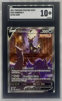 Umbreon V Alt Art Ultra Rare 2021 Pokemon Evolving Skies # 189/203 SGC 10 - Image 1