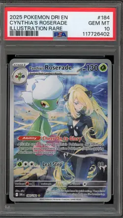 Pokemon Cynthia's Roserade Destined Rivals Illustration Rare #184 PSA 10 - Image 1