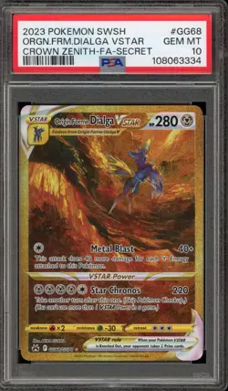 Pokemon Origin Forme Dialga VSTAR Crown Zenith Secret Rare Full Art #GG68 PSA 10 - Image 1