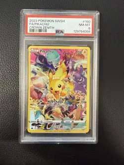 Pokemon Pikachu 160/159 Full Art Secret Rare Crown Zenith 2023 PSA 8 NM-MT - Image 1