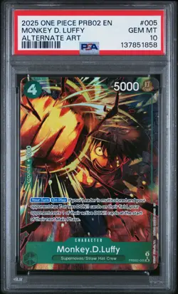 2025 ONE PIECE PREMIUM BOOSTER ALTERNATE ART #005 MONKEY D. LUFFY PSA 10 - Image 1