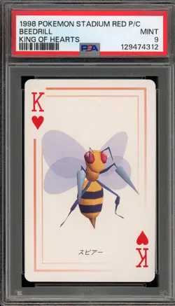 Pokemon Stadium Red Playing Cards Beedrill King of Hearts PSA 9 Mint - Image 1
