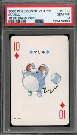 Pokemon Silver Playing Cards Marill 10 of Diamonds #183C PSA 10 Gem Mint - Image 1