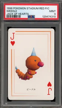 Pokemon Stadium Red Playing Cards Weedle Jack of Hearts PSA 9 Mint - Image 1