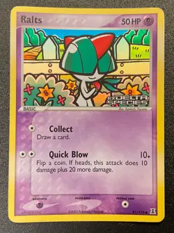 POKEMON EX DELTA SPECIES REVERSE HOLO STAMPED RALTS COMMON CARD 81/113 - Image 1