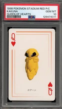 Pokemon Stadium Red Playing Cards Kakuna Queen of Hearts PSA 10 Gem Mint - Image 1