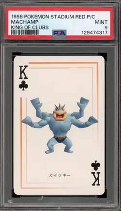 Pokemon Stadium Red Playing Cards Machamp King of Clubs PSA 9 Mint - Image 1