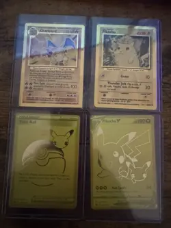 Charizard And Pikachu Gold Metal Card. Full Celebrations Set Of 4 Cards. - Image 1