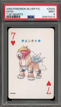 Pokemon Silver Playing Cards Entei 7 of Hearts #244A PSA 9 Mint - Image 1