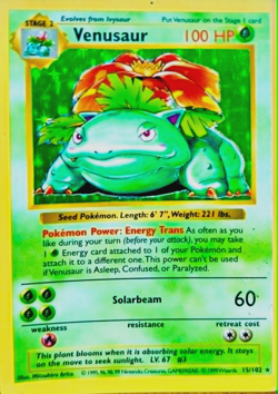 Venusaur 015/102 Base Set Holo Rare - Vintage Pokemon Card - Uncommon Clean Copy - Image 1