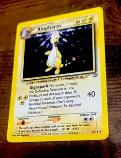 1st Edition Ampharos 1/111 Neo Genesis Holo Rare Vintage Pokemon Card - Image 4