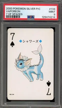 Pokemon Silver Playing Cards Vaporeon 7 of Spades #134 PSA 9 Mint - Image 1