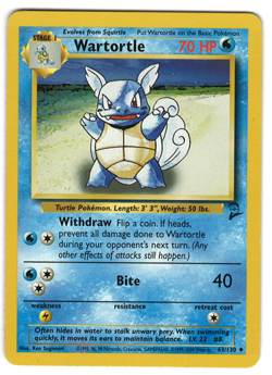 POKEMON WARTORTLE 63/130 UNCOMMON BASE 2 SET CARD - EX MINT - LOOK !!!!! - Image 1