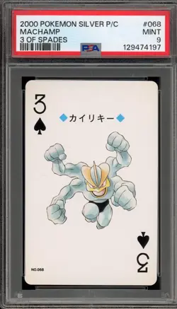 Pokemon Silver Playing Cards Machamp 3 of Spades #068 PSA 9 Mint - Image 1