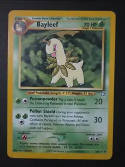 BAYLEEF POKEMON CARD 28/111 NEO GENESIS NON HOLO NEVER PLAYED NM- - Image 1
