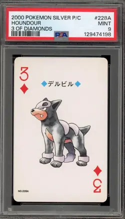 Pokemon Silver Playing Cards Houndour 3 of Diamonds #228A PSA 9 Mint - Image 1
