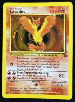Lavados 12/62 Fossil Holo Rare German Pokemon Moltres WOTC Card - MP - Image 1