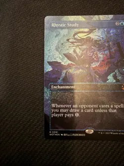 Magic (MTG) Rhystic Study (Anime Borderless) (Confetti Foil) Wilds of Eldraine - Image 3