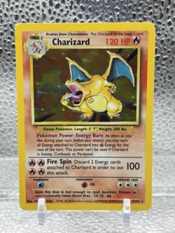 Pokemon TCG CHARIZARD 4/102 Base Set Holo Rare Unlimited Holographic WOTC 1999 - Image 1