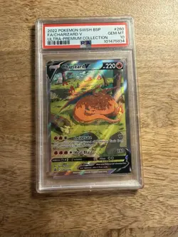 2022 POKEMON SWSH BLACK STAR PROMO #260 FULL ART/CHARIZARD V PSA 10 - Image 1