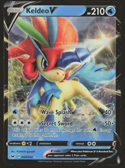 SWSH01: Sword & Shield Base Set Keldeo V #053/202 Ultra Rare Pokemon Card - Image 1