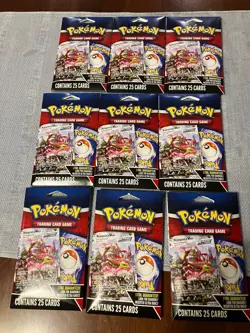 Pokemon Lot of 9 Sealed Packs (Each Pack Contains 25 Random Cards) *New Sealed* - Image 1