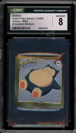 Pokemon Snorlax Artbox Chromium Stickers Action Flipz Series 1 #R04 CGC 8 - Image 1