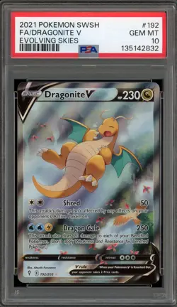 Pokemon Dragonite V Evolving Skies Full Alt Art #192 PSA 10 Gem Mint - Image 1