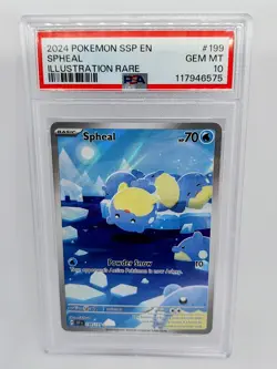 2024 Pokemon SSP EN SPHEAL Illustration Rare 199 Surging Sparks PSA 10 GEM MINT - Image 1