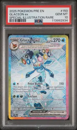 2025 POKEMON PRE EN-PRISMATIC EVOLUTIONS #150 GLACEON EX PSA 10 - Image 1