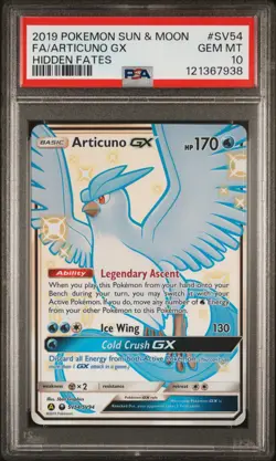 2019 POKEMON SUN & MOON HIDDEN FATES SV54 FULL ART/ARTICUNO GX PSA 10 - Image 1