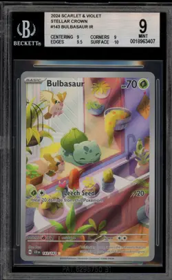 Pokemon Bulbasaur Stellar Crown Illustration Rare #143 BGS 9 Mint - Image 1