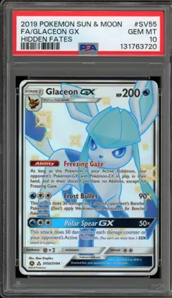 Pokemon Glaceon GX Hidden Fates Full Art #SV55 PSA 10 Gem Mint - Image 1