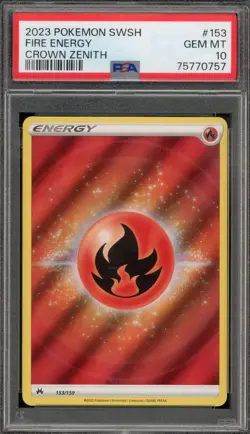 Pokemon Fire Energy Crown Zenith Holo Rare #153 PSA 10 Gem Mint - Image 1