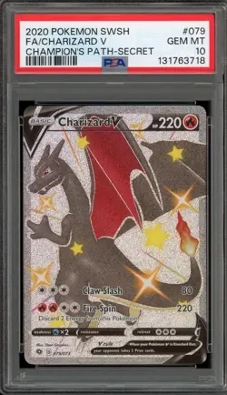 Pokemon Charizard V Champion's Path Secret Rare Full Art #079 PSA 10 Gem Mint - Image 1
