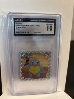 CGC 10 GEM M 1999 Pokemon ~ Squirtle ~ Ser. 1 Bonus Prism Sticker Art Box # PR22 - Image 1