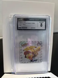Pokemon Pikachu & Ash 1999 Stickers Series 1 Prism Stickers #PR03 CGC 8 NM Mint - Image 1