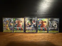 Bandai One Piece Card Game 5 Character Cards Lot - Brook, Luffy, Zoro, Kaku - Image 1