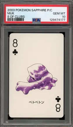 Pokemon Sapphire Playing Cards Muk 8 of Clubs PSA 10 Gem Mint - Image 1