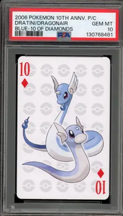 Pokemon 10th Ann. Playing Cards Dragonair Blue 10 of Diamonds PSA 10 - Image 1