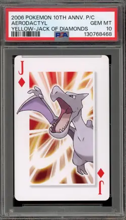 Pokemon 10th Ann. Playing Cards Aerodactyl Yellow Jack of Diamonds PSA 10 - Image 1
