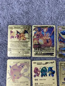 Set of 15 Charizard,Umbreon,Magikarp,Mew&More Gold Foil Fan Art Cards - Image 2